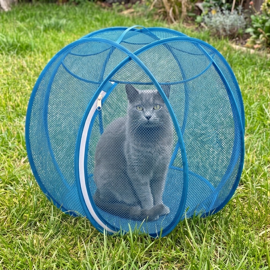 Entspannte Katze im RolliKatze Auslaufball